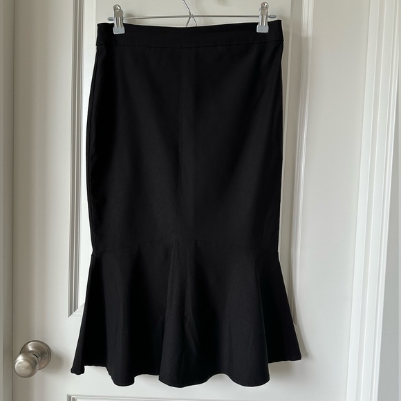 Tahari Black Stretch Flared Midi Pencil Skirt - Picture 3 of 7